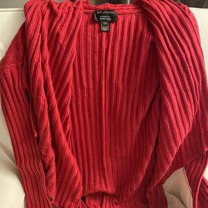 St. John red cardigan